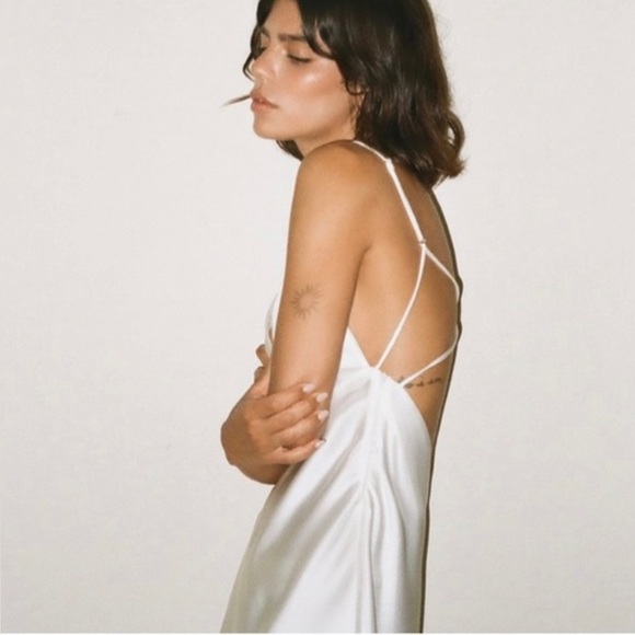 NWT White Zara Satin Effect Silk Bridal Elegant Sexy Low Back Mini Dress Sz XL - Picture 10 of 10